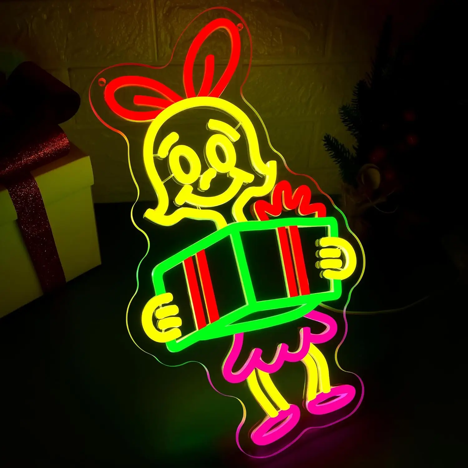 Insegna al neon natalizia da parete, luce al neon a LED dimmerabile per soggiorno, grotta d'uomo, negozio di abbigliamento, regalo di compleanno e pubblicità