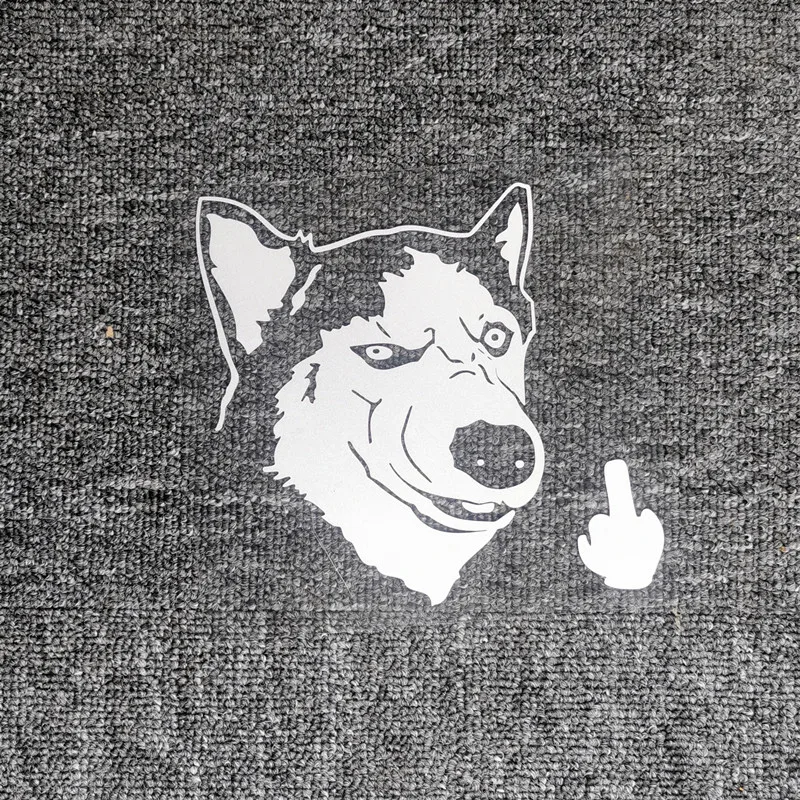 Siberian Husky Сибирский хаски Car Stickers Dog Middle Finger Lovely Funny Reflective For Window Windshield Trunk Bumper C40