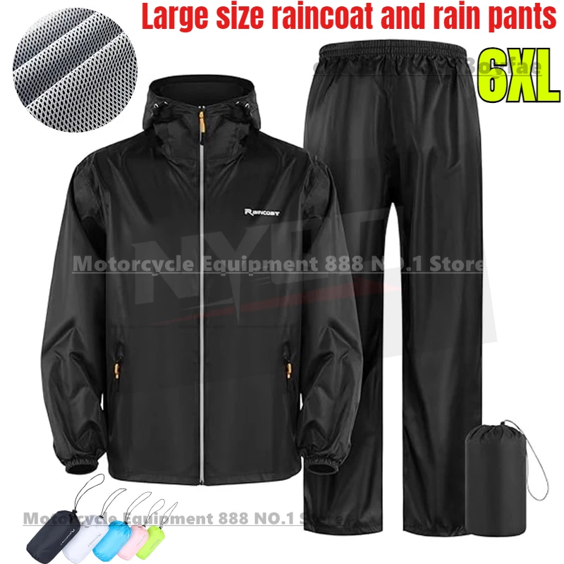 

6XL Large Size Raincoat Rain Pants Suit Men's Women's Summer Breathable Adult Full Body Rainstorm Proof Split Waterproof Clothes