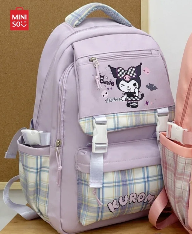 Sanurgente Kuromi-Sac à dos imprimé grande capacité pour femme, sac à dos scolaire populaire, sac de voyage pour fille, mignon, Kawaii, enna