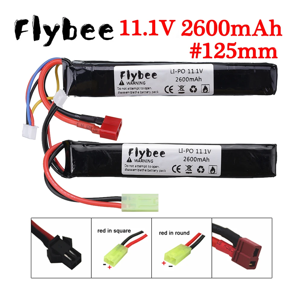3S Airsoft Gun Lipo Battery 11.1V 2600mAh for Mini Airsoft BB Air Pistol Electric Toys Gun Parts 11.1V Water Gun Battery #126mm