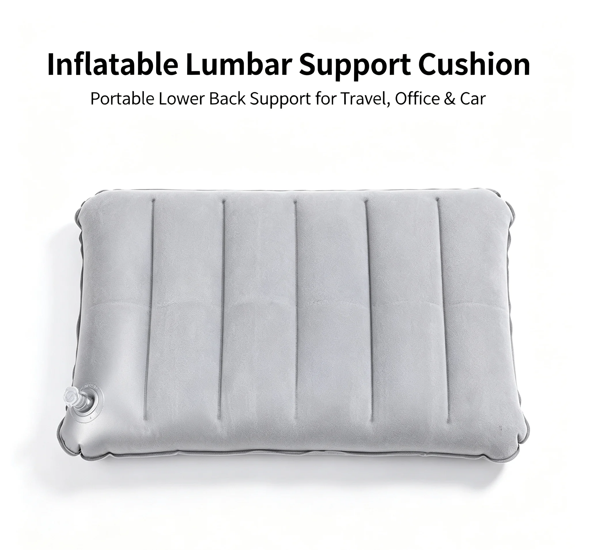 Portable Inflatable Travel Pillow, Soft Flocked Rectangular Neck Cushion for Airplane Train Camping