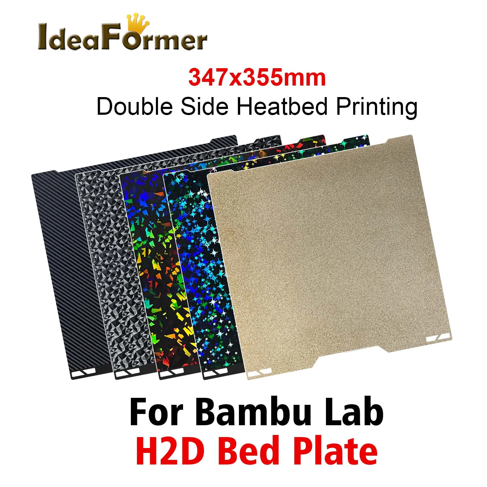 

Для Bambu Lab H2d Build Plate Текстурированная гладкая пластина PEI PEO PET Пружинный стальной лист Bambulab H2d Часть нагревательной кровати Детали 3D-принтера