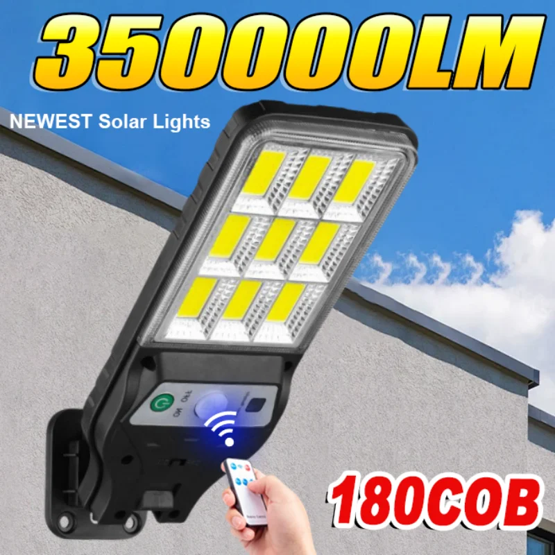 

180COB Outdoor Solar Lights Motion Sensor Solar 3 Modes Waterproof Security Wall Lighting for Patio Garden Door Street Light