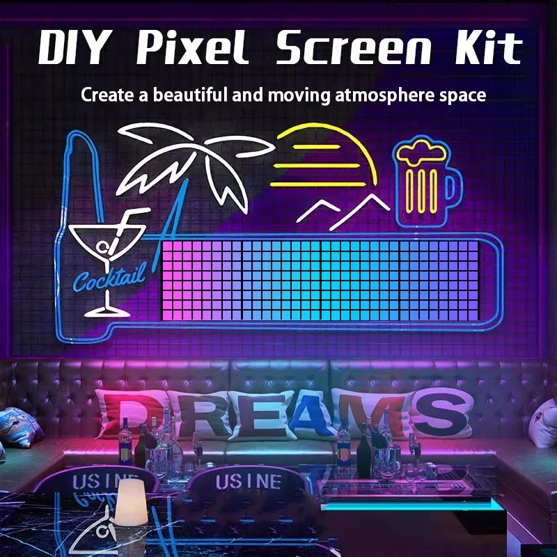 Diy 4 In 1 Slimme Led Matrix Rgb Pixel Paneellamp Meertalig Patroon Graffiti Scrollende Tekst Display Lichten App Control Screen