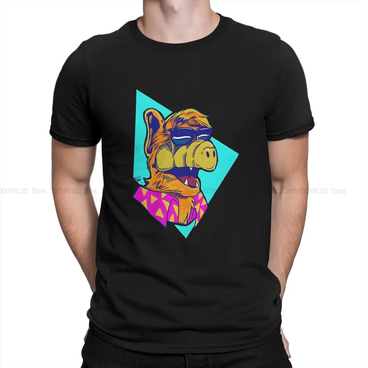 ALF The Animated Series Creative TShirt for Men Cool From Outer Space Round Neck Polyester T Shirt Distinctive Birthday Gifts