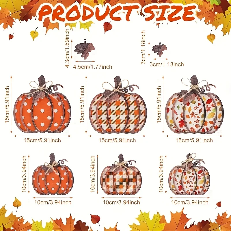 6 قطع خمر اليقطين الخريف البرتقالي البني سماط وضع الطعام محور فو الخشب حزب مزرعة ديكور المنزل