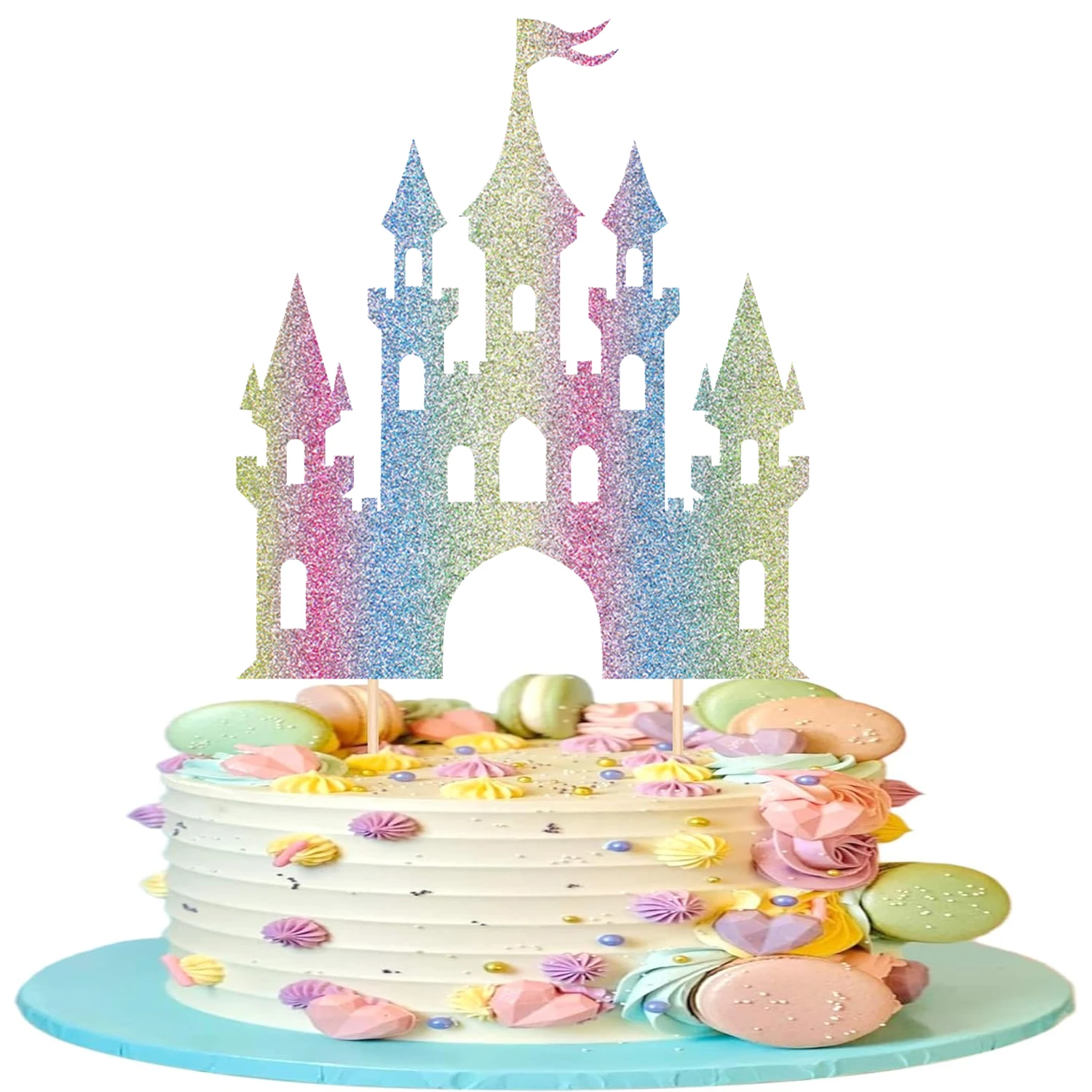 1 Stück Schloss-Kuchenaufsatz, Prinzessinnen-Kuchenaufsatz, Schloss-Thema, Geburtstagsparty, Kuchendekoration, Babyparty, Mädchen-Partyzubehör – Detail 3