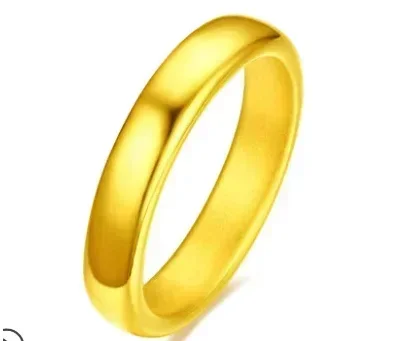 

rings Glod 24k pure for couples fine wedding shiny surface simple finger ring 4mm customized