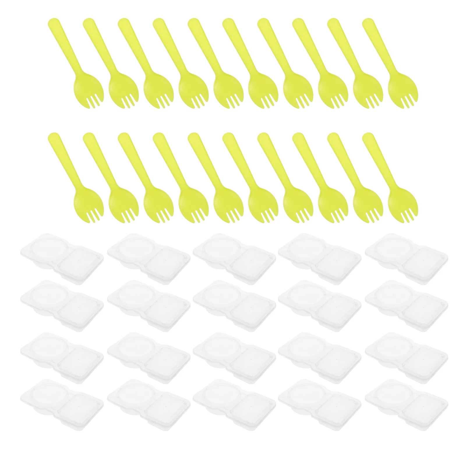 

20Sets Double Sauce Cup Condiment Container Portable Mini Seasoning Box Salad Dressing Storage Container Reusable Lunch Kit