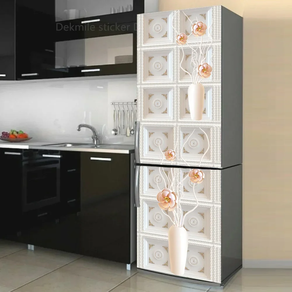 Geometric Pattern Wall Fridge Stickers For Dining Room Home Decoration Bricks Cup Cabinet Food Vinyl Art Wall Decal Refrigerator