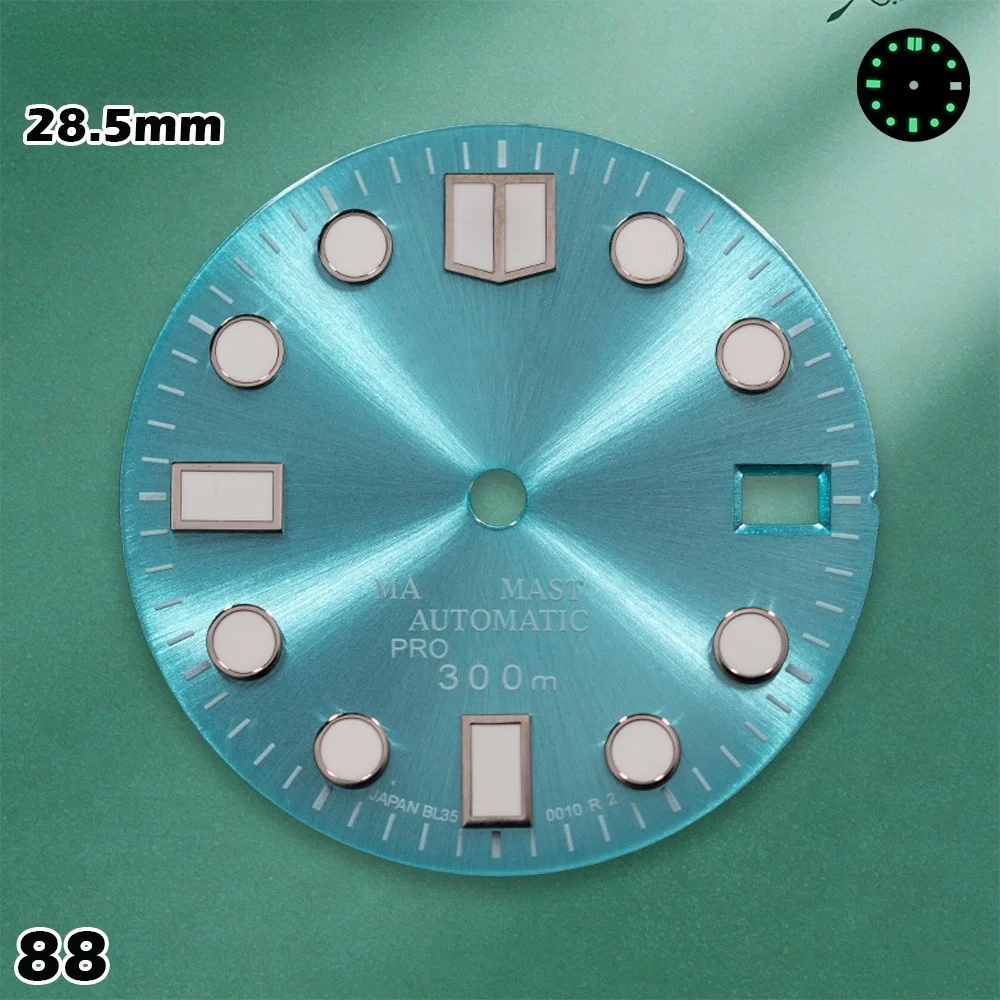 28.5mm Enamel Sunray SUB/SKX007 Dial Green Luminous NH36/NH35 Movements Men's Watch Modification Accessories Repair