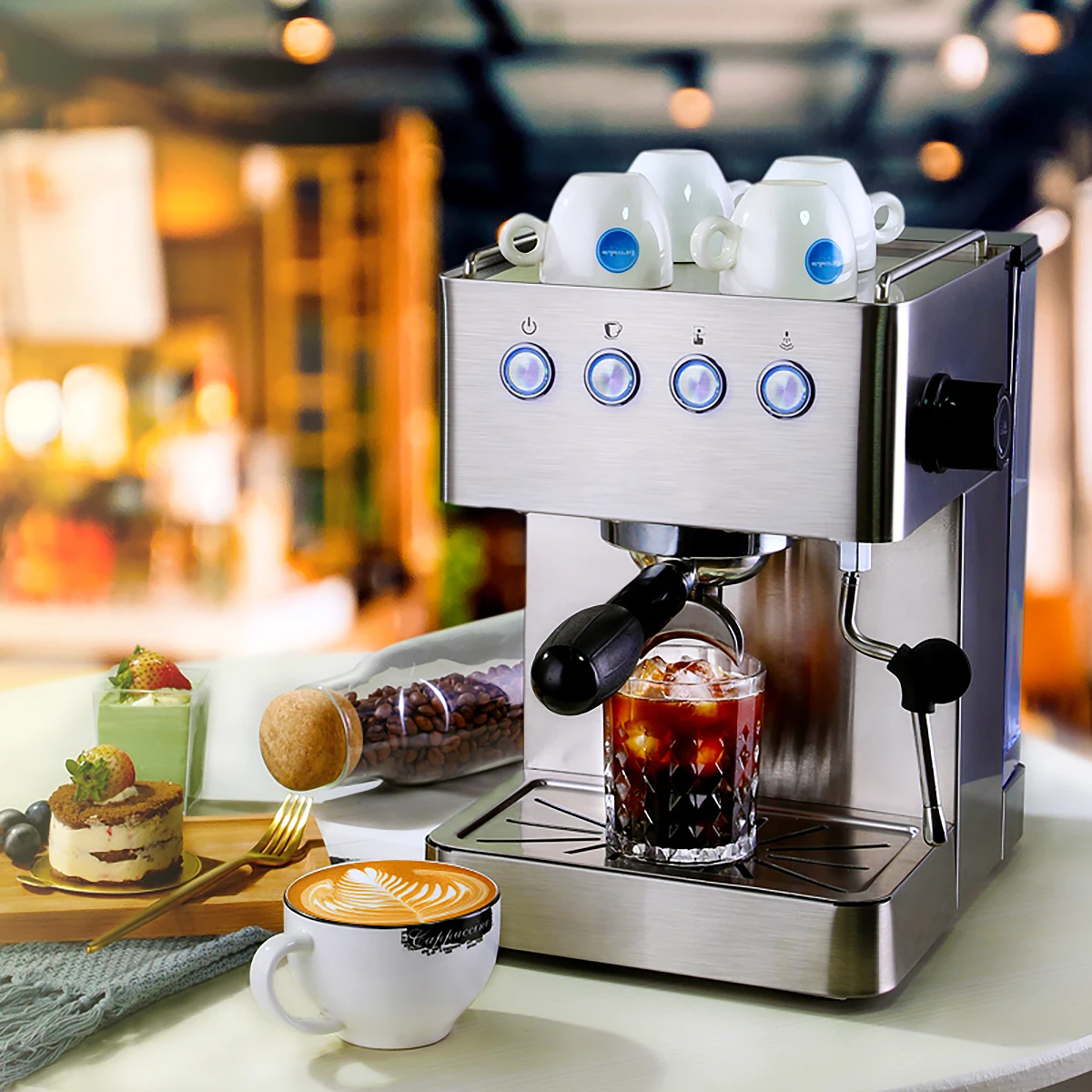 

Silver Silver Espresso Machine , 15bar Home Espresso Maker
