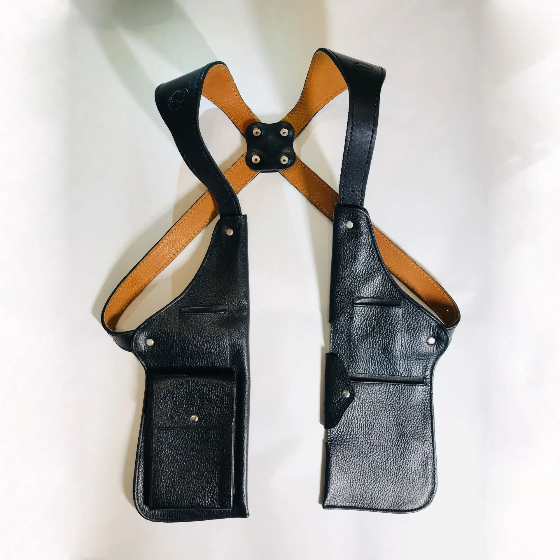 Medieval Steampunk Leather Shoulder Bag Vintage Phone Case Wallet Double-Layer Pocket Gun Holster Pirate Costume Handbag 4