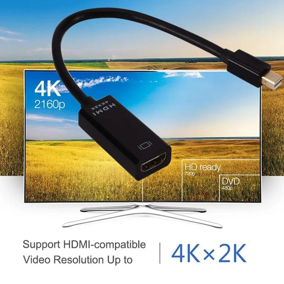 YIGETOHDE Mini Displayport To HDMI-compatible Cable 4k 1080P TV Projector DP1.4 Display Port Converter For Apple Macbook Air Pro
