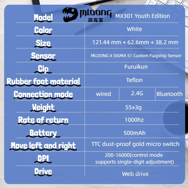 Ergonomic Wireless Gaming Mouse 16000 DPI 1000Hz Polling Rate S1 Chip Comfort Grip Three Mode Connectivity Macro Support