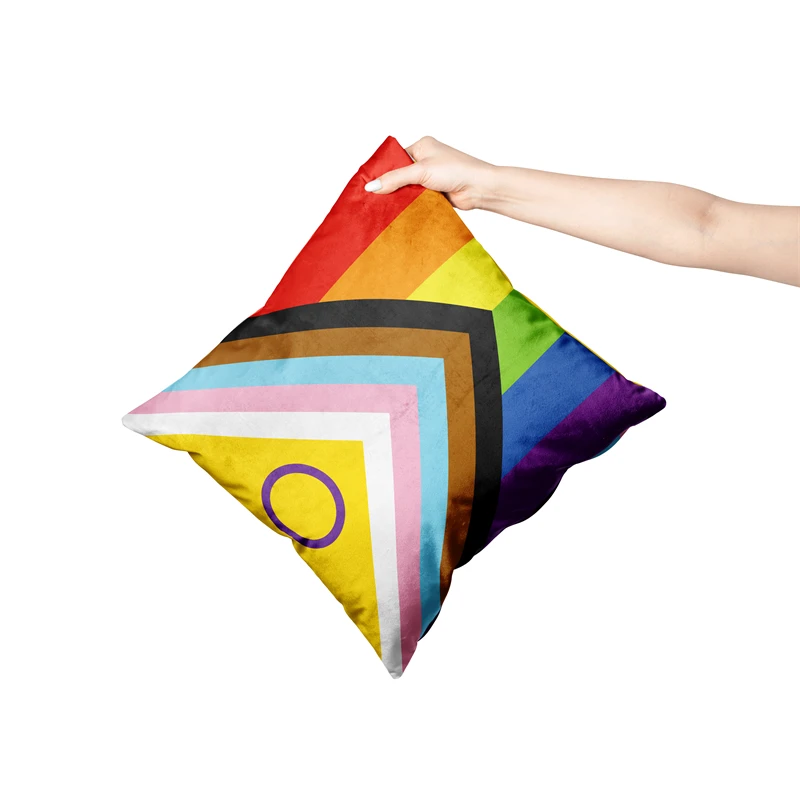 Aertemisi 18'' x 18'' Intersex Inclusive Pride Flag Arcobaleno LGBT Federe per cuscini Federe 45 cm x 45 cm