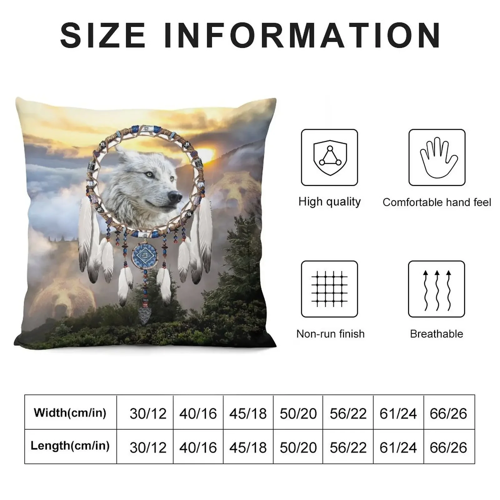 Wolf, Bear and Dream Catcher Throw Pillow Pillow Case Decorative Sofa Cushions Sofa Cushion Cover luxury home accessories pillow