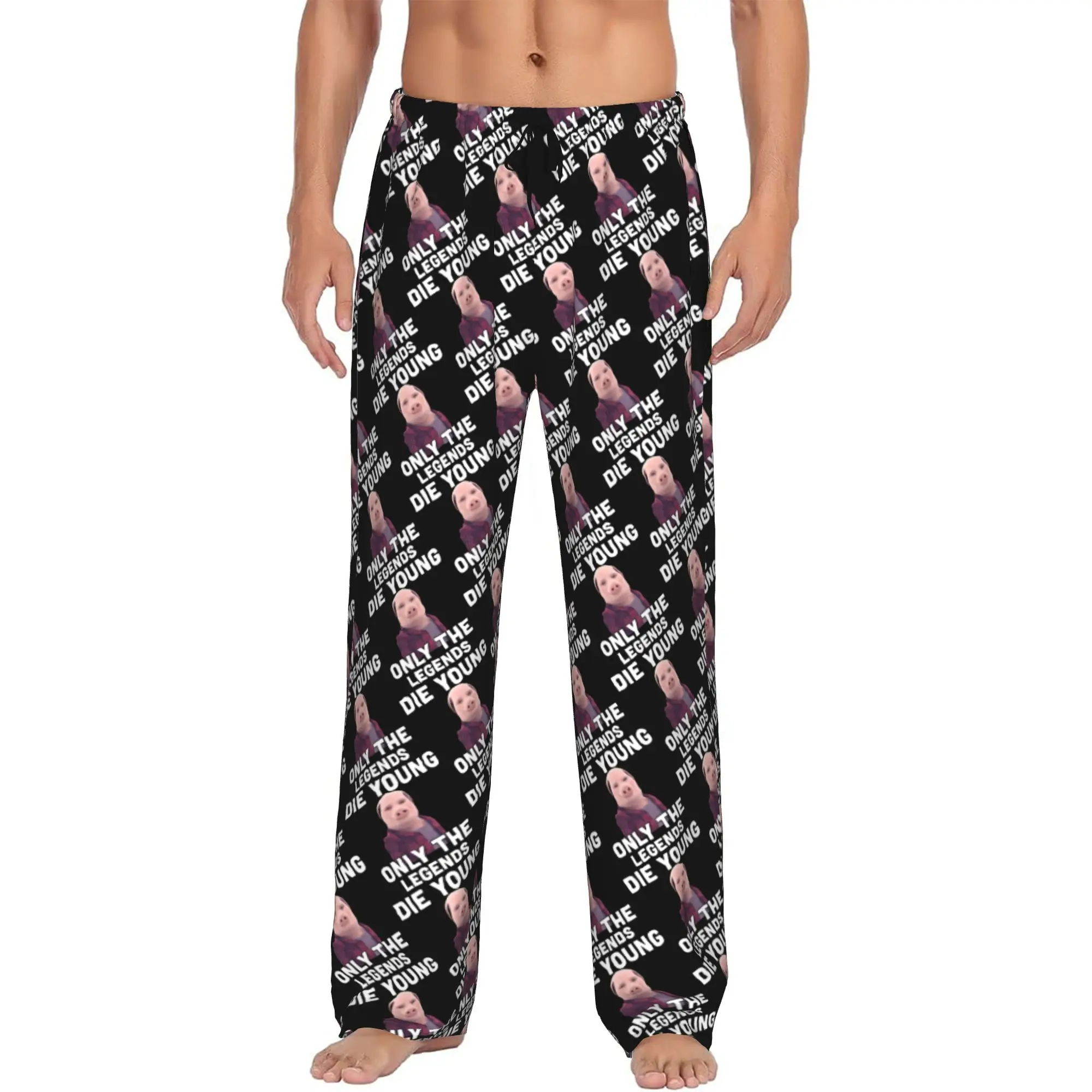 Custom John pork is calling Pajama Pants Men's Funny Pig Lounge Sleep Drawstring Sleepwear Bottoms with Pockets