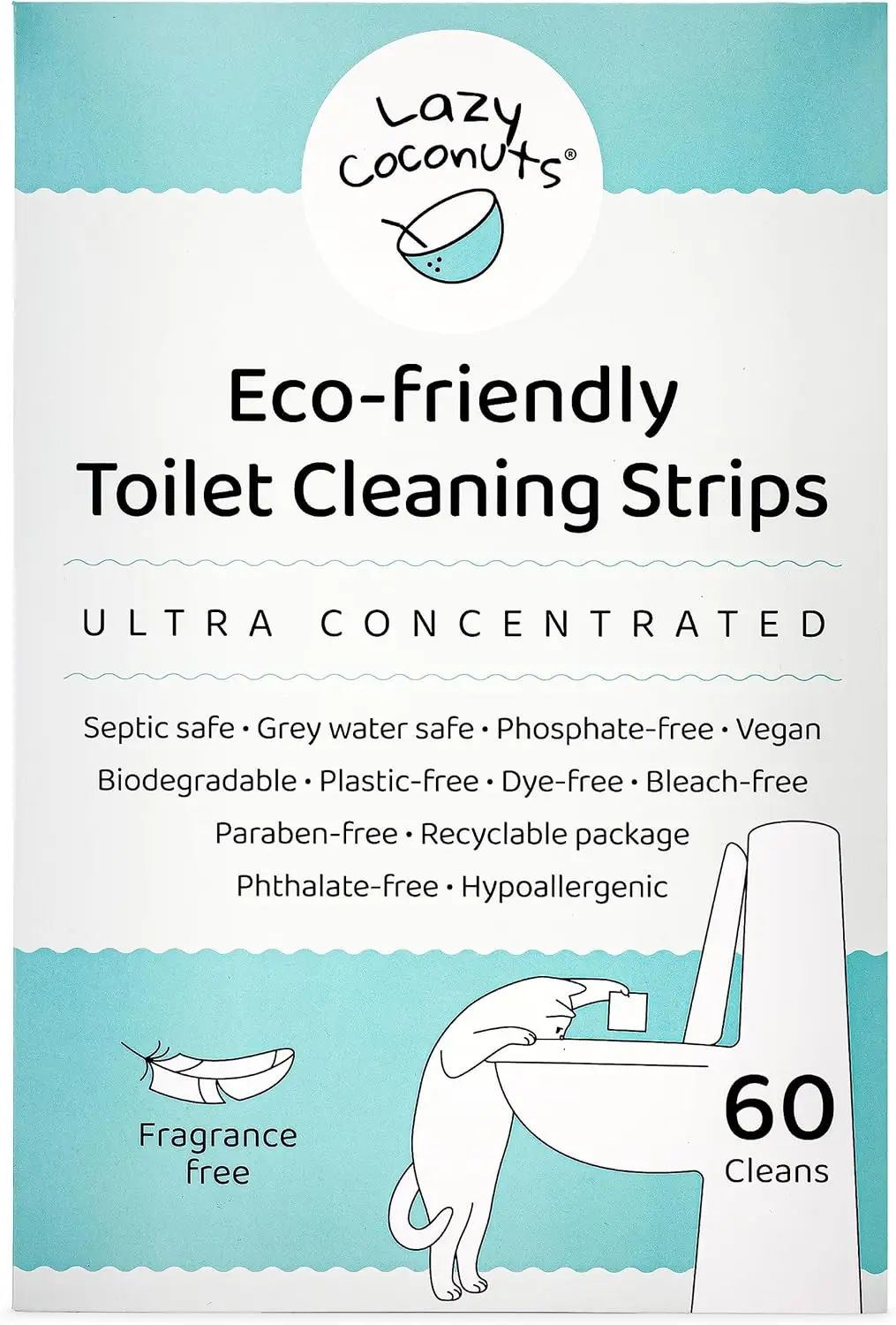 

Экологичные полоски для чистки унитазов - 60 применений, без пластика, с ароматом лимона, безопасны для септиков