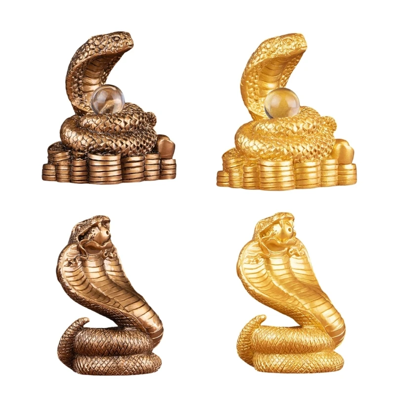 Fortune Bringing Snake Figurine Desk Access for Wealth Resins Snake Decoration