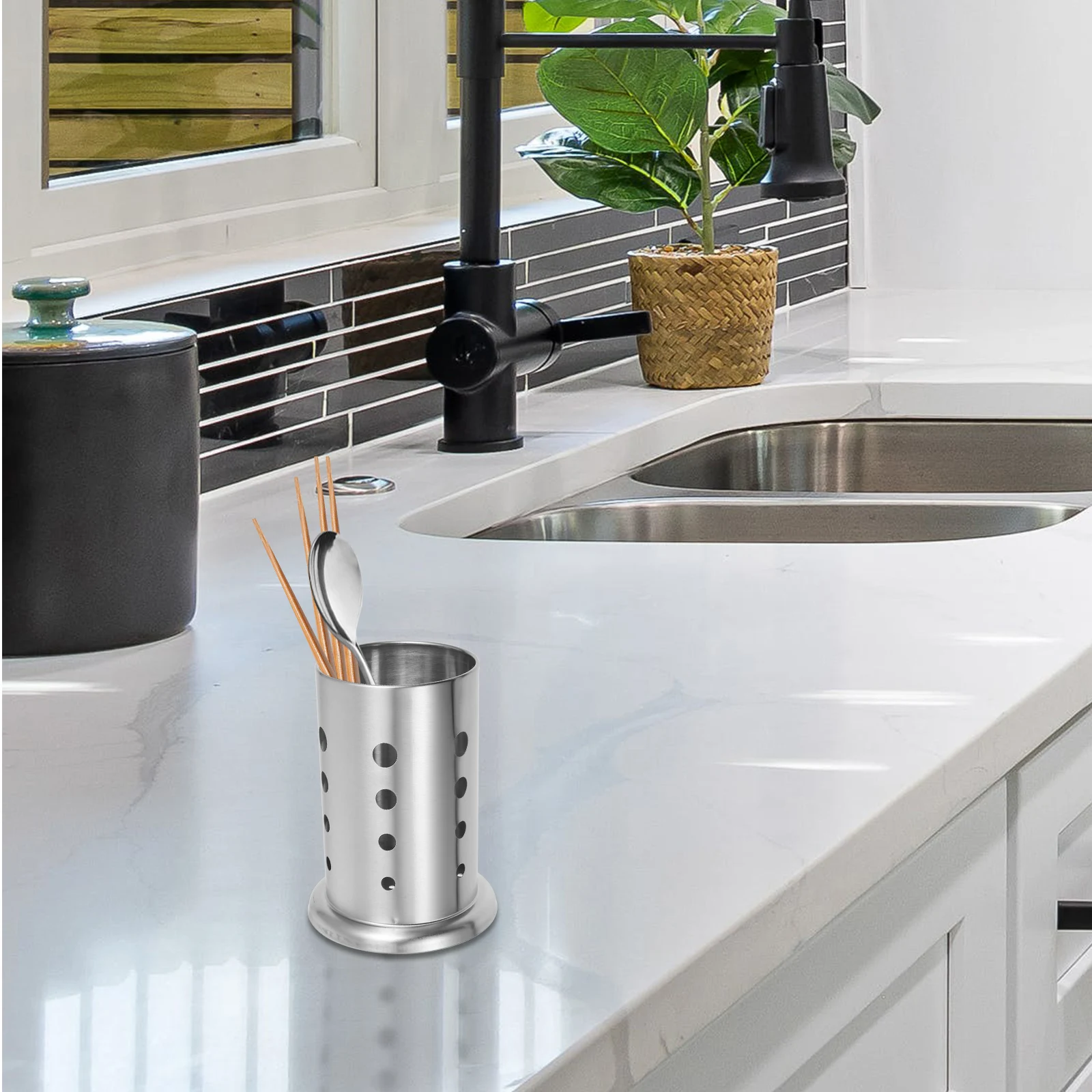 

Stainless Steel Chopstick Holder Multifunctional Utensil Organizer Kitchen Spoon Container Storage Box Home Decorative
