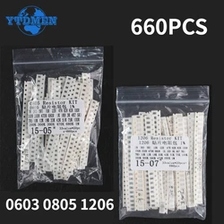 660PCS SMD Resistor 0603 0805 1206 1% Resistance Assorted Kit 1 Ohm - 1M Ohm Chip Resistors