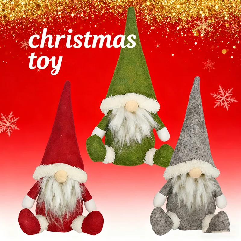 

3Pcs Christmas Gnome Santa Claus Weighted Base Stable Sitting Design Home Holiday Creative Decoration Table Window Ornament