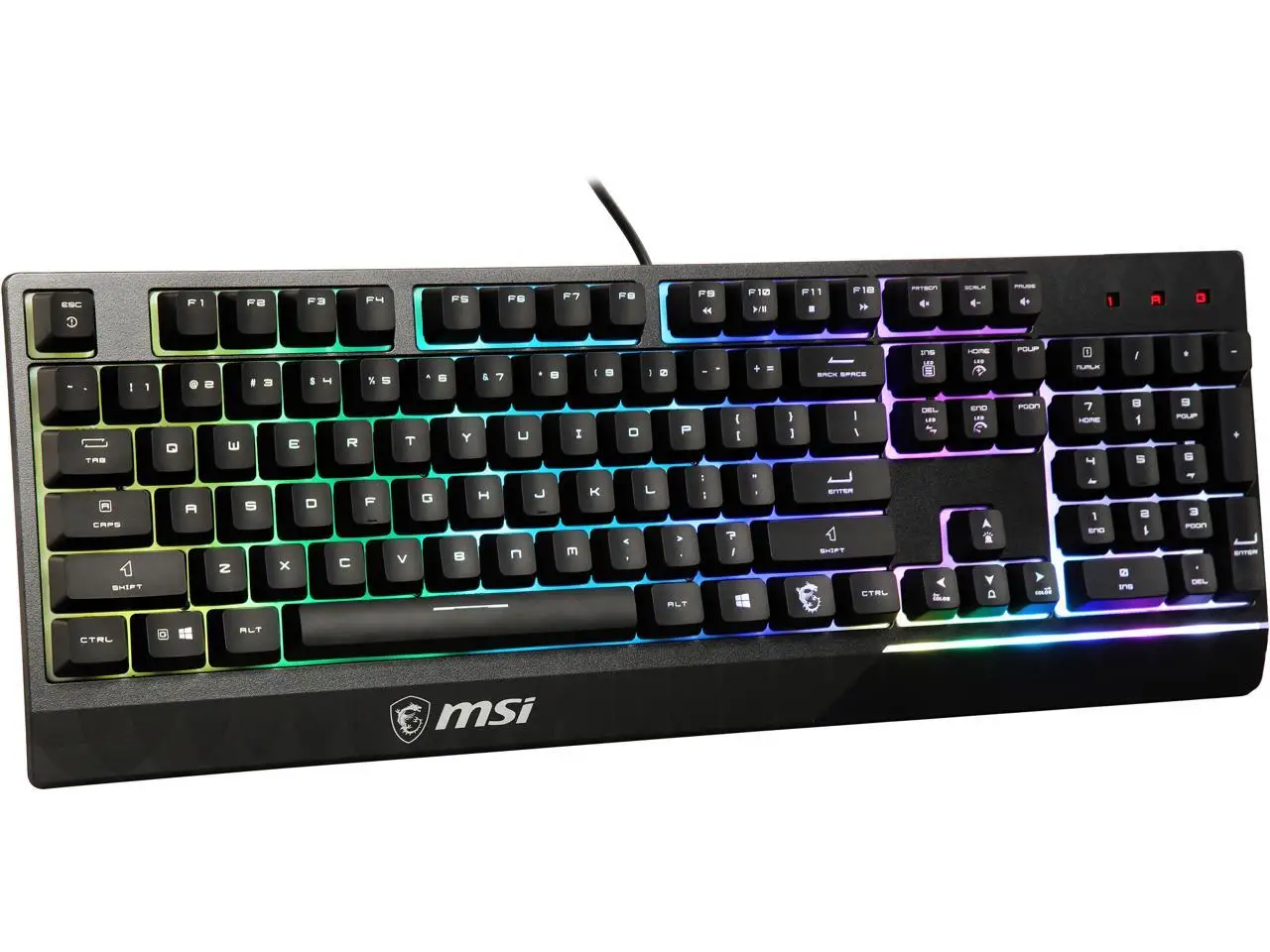 MSI Vigor GK30 Gaming Keyboard - Mechanical Membrane Switches, 6-Zone RGB, Water Repellent & Splash-Proof, 5000 DPI - Black