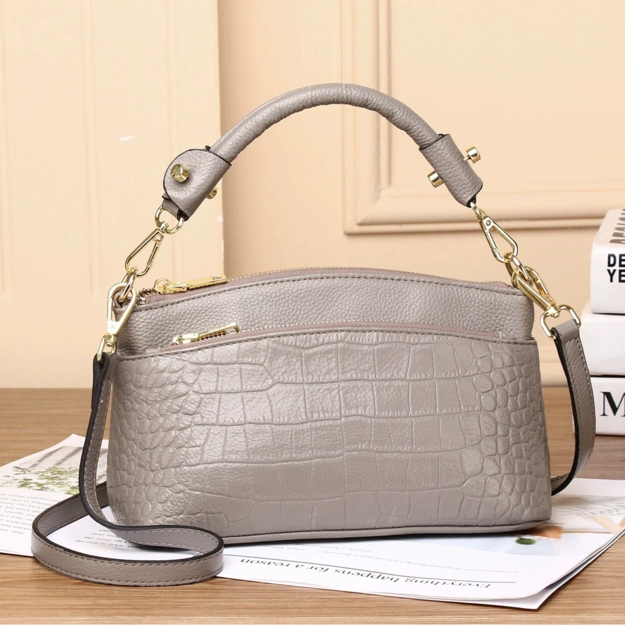 

Женский клатч из натуральной кожи с узором аллигатора, многофункциональная женская сумка-тоут из коровьей кожи крокодила или сумки через плечо