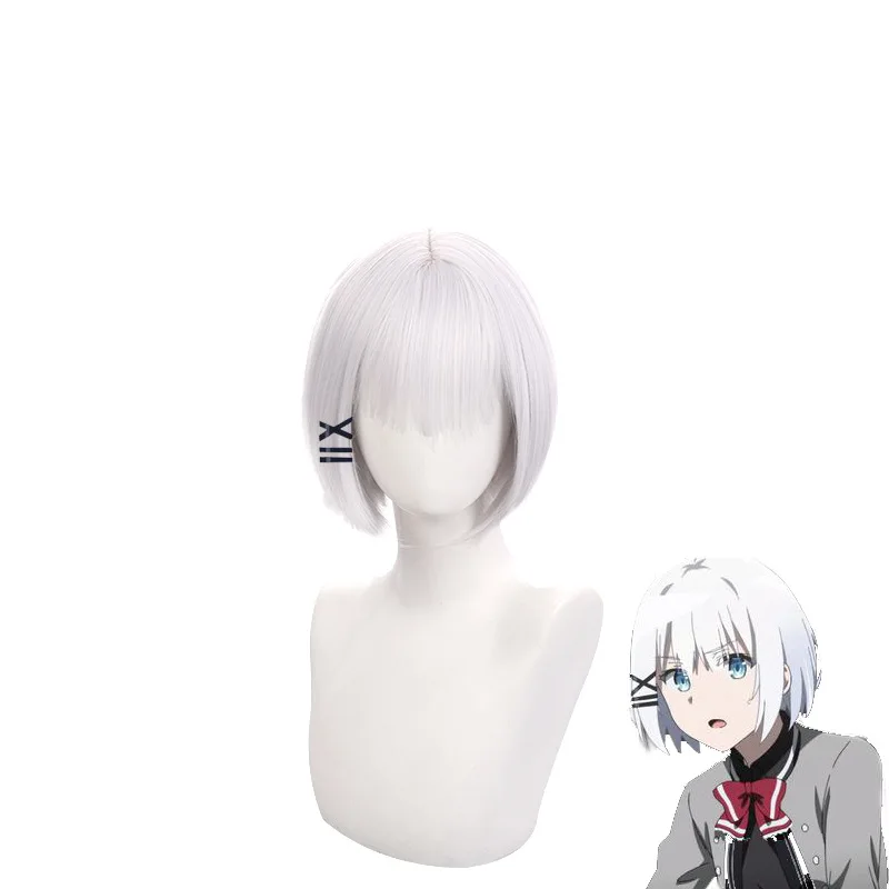 O detetive já está morto. Peruca cospaly para Sestia, peruca cosplay Sestia, cabelo branco com onda interna branca e grampo de cabelo.