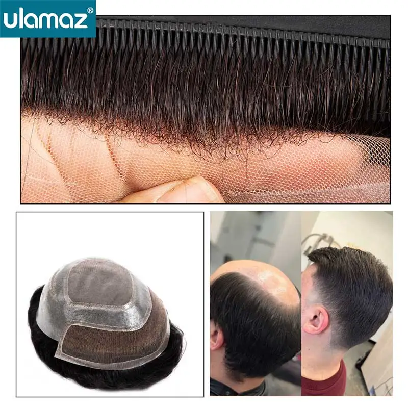 

Bleach Knots Front Lace Toupee Hair Prosthesis Man Human Hair Mono Lace Hair System For Men 8x10 Inch Men Wig Real Hair Male Wig