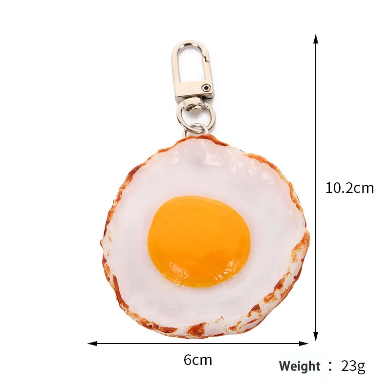 Simulated Poached Egg Keychain Western Breakfast Model Toys Creative Food Model Car Bag Pendant Photography Props Jewelry