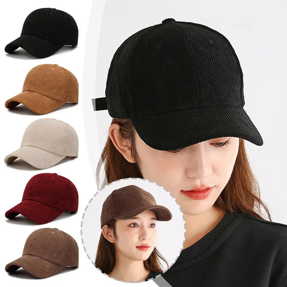 Spring Autumn Corduroy Baseball Cap Unisex Vintage Baseball Hat for Women Men Cap Outdoor Adjustable Hip Hop Sports Basebal U9K2