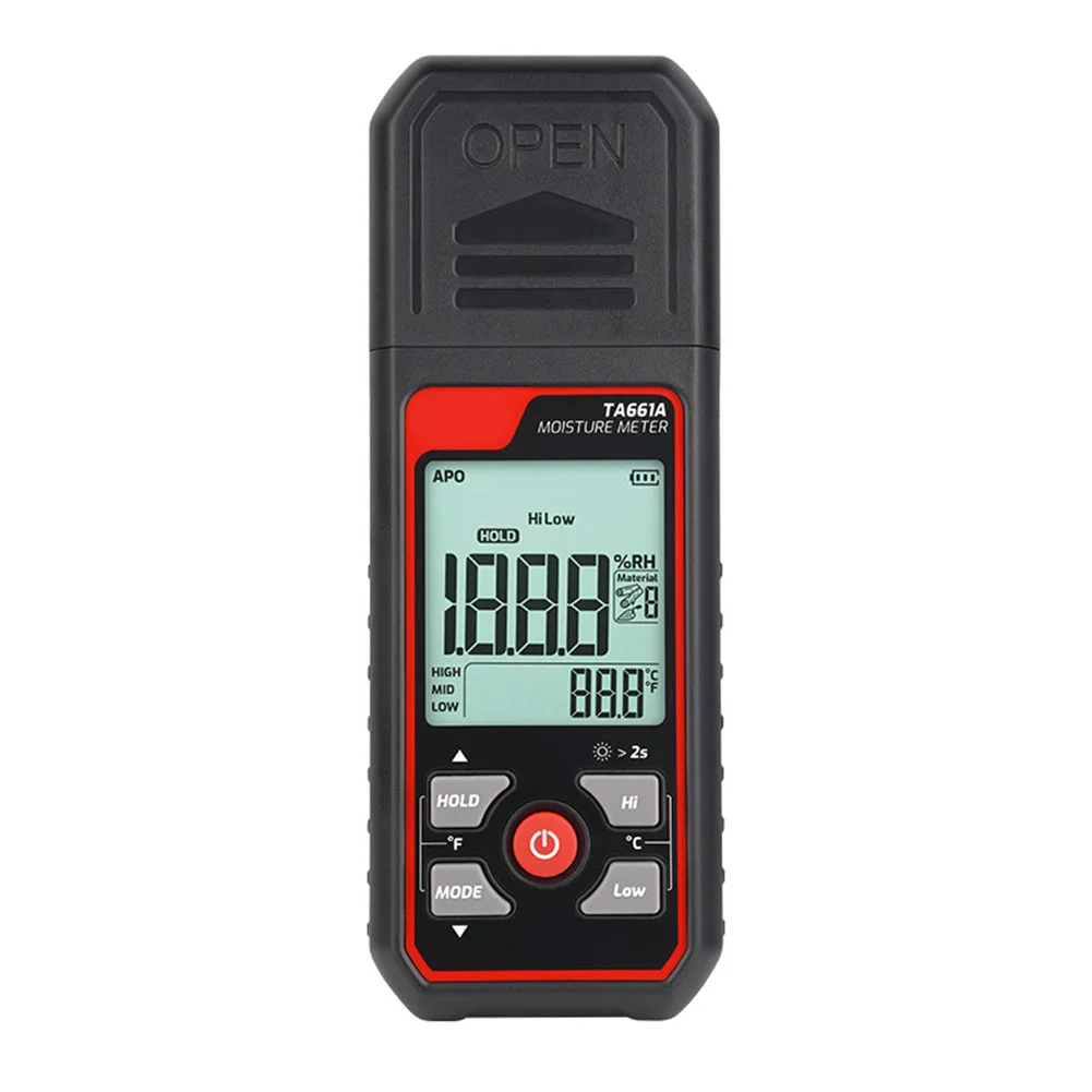 Wood Moisture Meter TA661A with Large Display and Seven Material Selection Modes for Reliable Moisture Testing in Construction