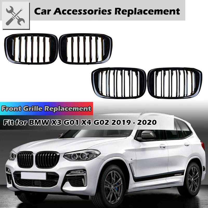 Rhyming Car Front Bumper Grille Radiator Grill Black Tuning M Performance Fit For BMW X3 G01 X4 G02 2018 2019 2020 2021