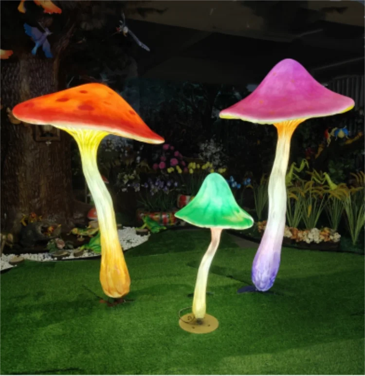 Big Size Mushroom avatar Lighting Made From Fiberglass Resin Mushroom Shape Sculpture Outdoor Garden Light for Landscape Light