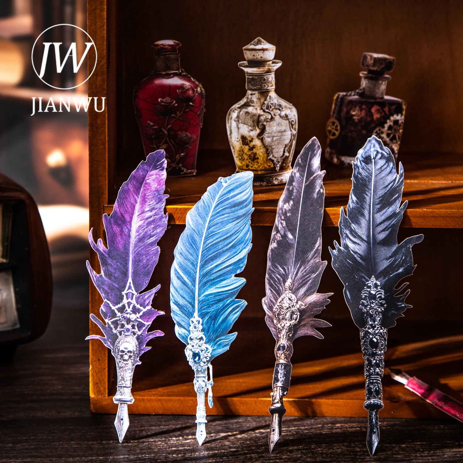

JIANWU Pen Ink Collector Series Vintage Quill Pen Landscape Material Collage Scrapbooking Sticker Creative Journal Stationery