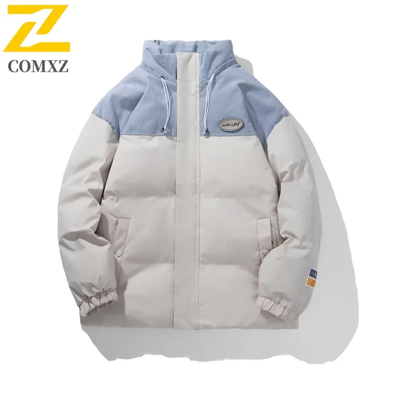 

COMXZ модная стеганая куртка, толстая однотонная легкая зимняя стеганая уличная одежда, теплое пальто-парка, мужская одежда