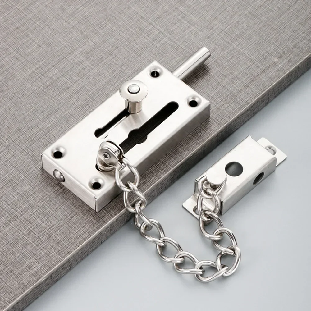

Extra Security for Residential, Apartment, Hotel Doors, Stainless Steel Door Chain Lock Bolt, Anti Thief Latch
