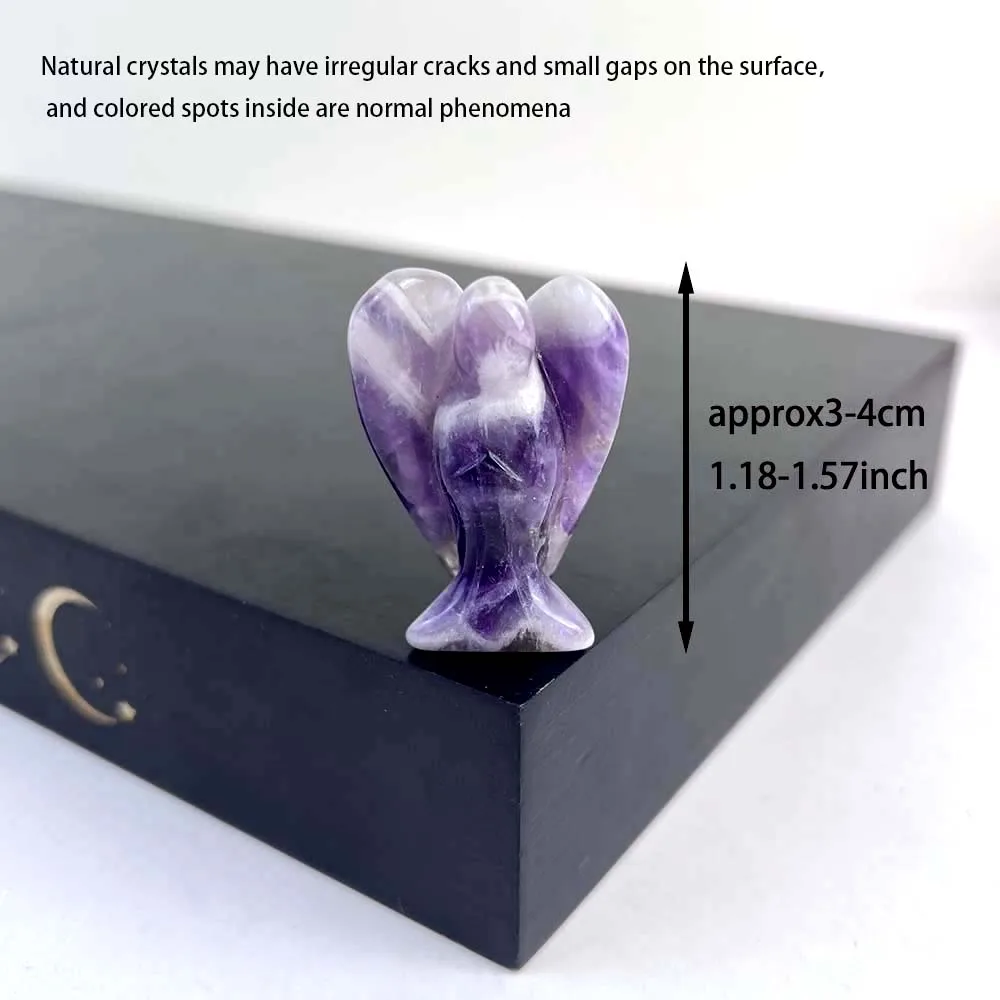 1pc Natural Crystal Guardian Angel Figurine Amethyst Clear Quartz Colorful Healing Stone Gems Crafts Gift Home Decor Ornaments