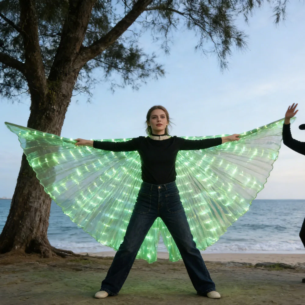 

A green glowing cape, like the pulse of the forest, becomes the centerpiece. (Batteries not included)