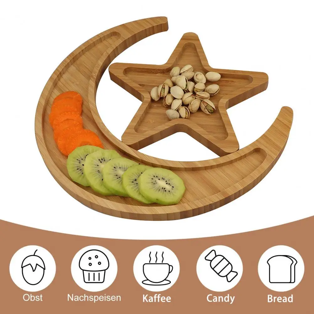 

Decorative Wood Serving Trays Moon Star Wooden Serving Tray Set for Home Kitchen Table Easy to Clean Food Pallet for Breakfast