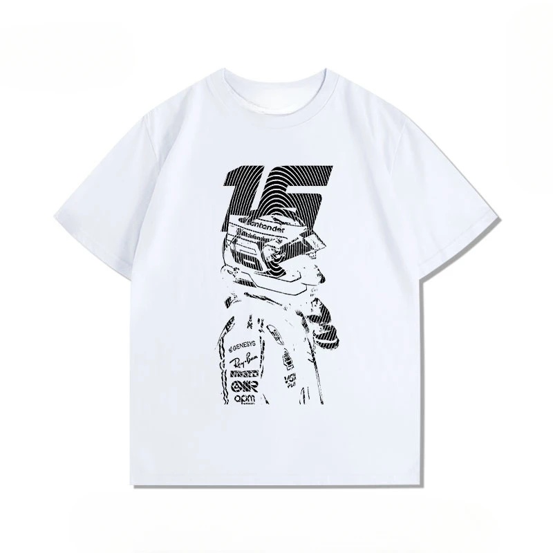 Summer 2025 New Collection: Leclerc F1 No. 16 Pure Cotton Printed T-shirt for Men Women High-quality Y2K Bug Pure Cotton T-shirt #4