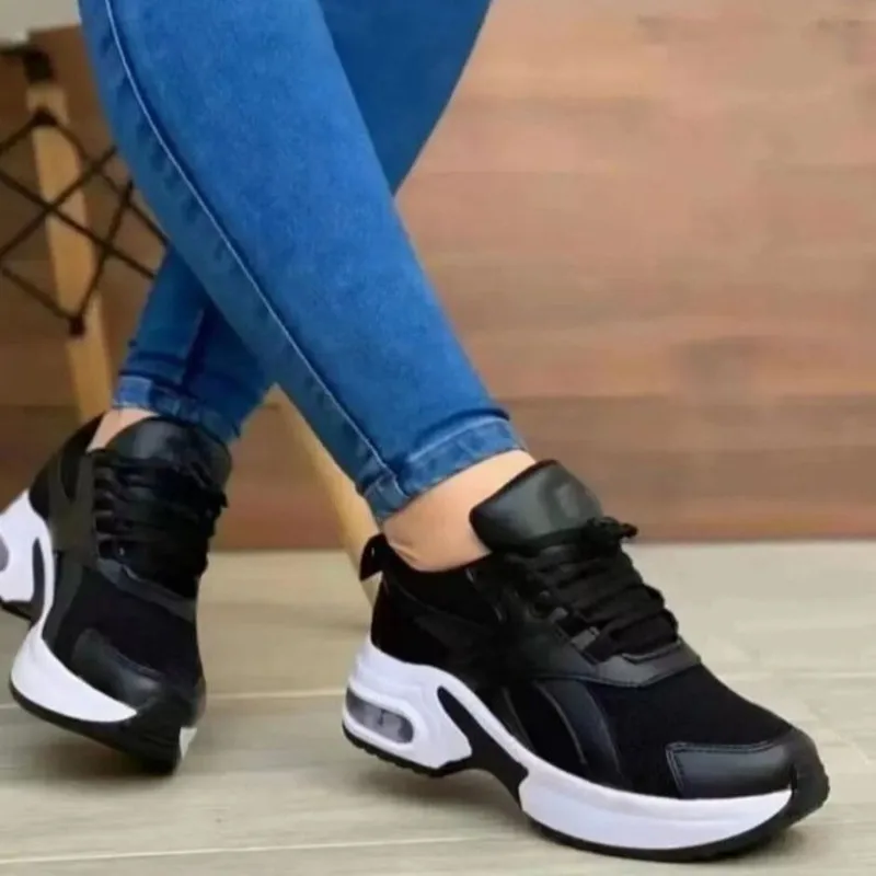 Plus Size 35-43 Women Tennis Shoes for Outdoor Sneakers Lace Up Wedge Platform Ladies Air Cushion Gym Sport Shoes Mens Trainers