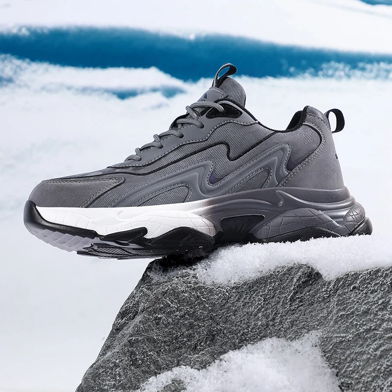 

Men's Waterproof Snow Boots with Plush Lining, Anti-Slip and Wear-Resistant Sneaker Sole, Warm Winter Casual Boots