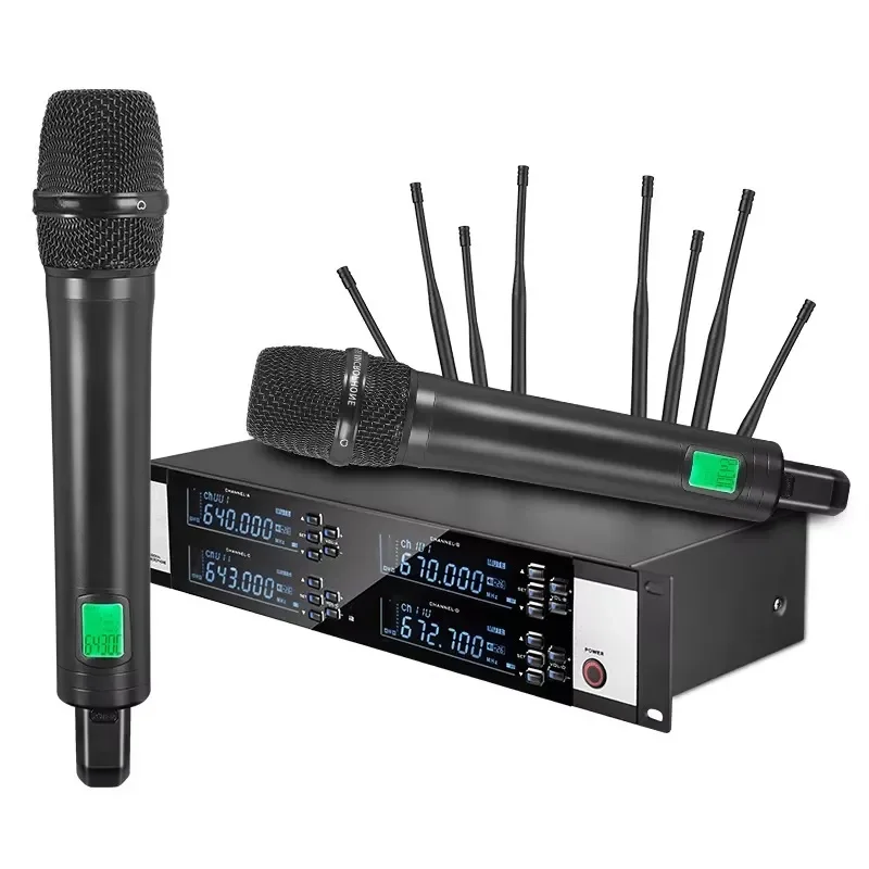 Professional Handheld Dynamic UHF Wireless Microphone with Noise Cancelling OEM for KTV Church Speech Karaoke Amplifier