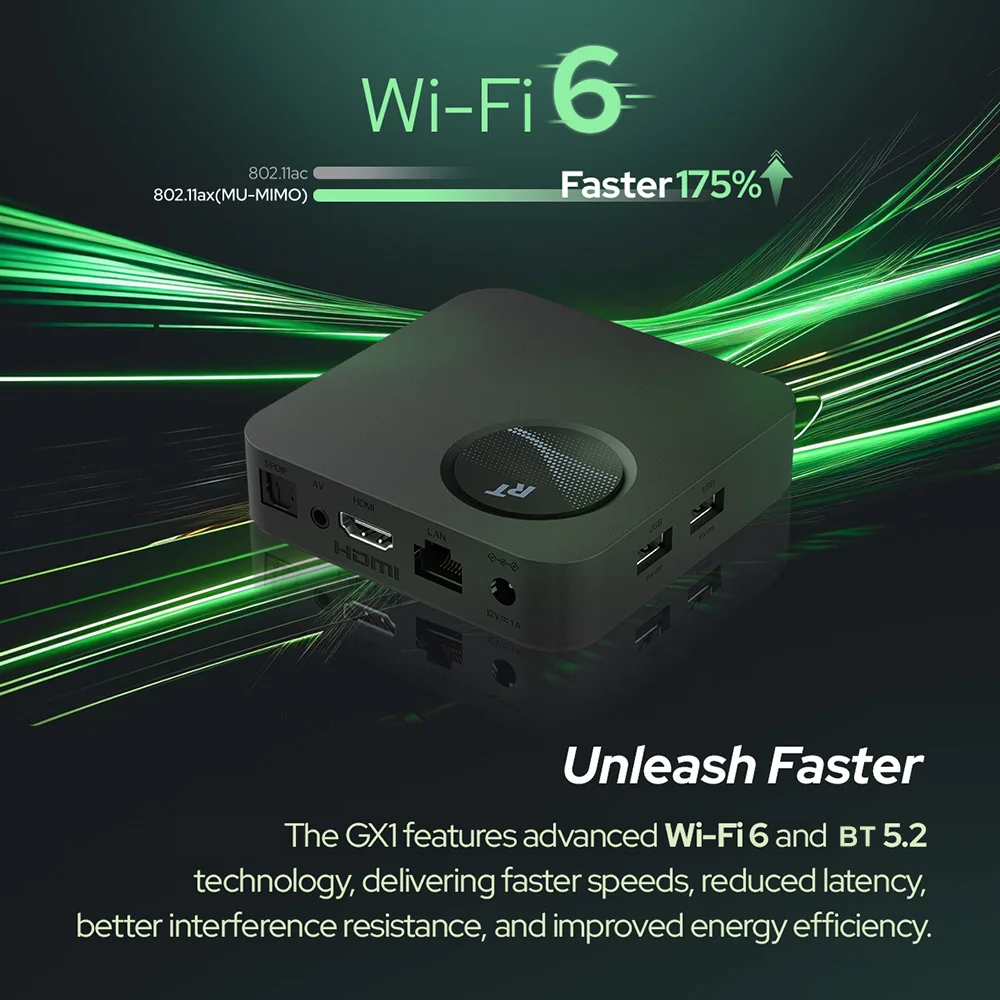 RockTek GX1 UHD Google TV 14 Box Netflix Google Certified 4GB 32G Realtek1325 Support Dolby Atmos 2T2R Wifi6 BT5.2 Android TVBox