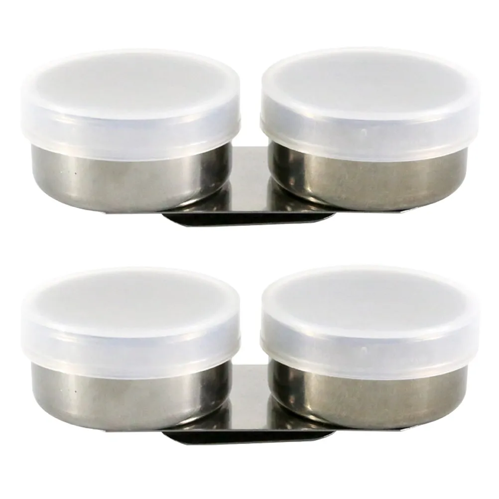 2Pcs Premium Stainless Steel Plastic Oil Color Mixing Pot with Lid Brush Cleaning Washer for Studio School Home Use