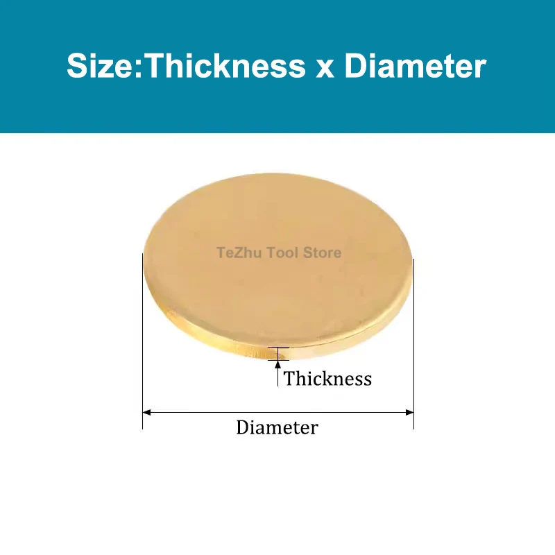 H59 Brass Round Plate Copper Plate Diameter 10mm-300mm Copper Gasket, Solid Circular Sheet Thickness 0.3mm-6mm
